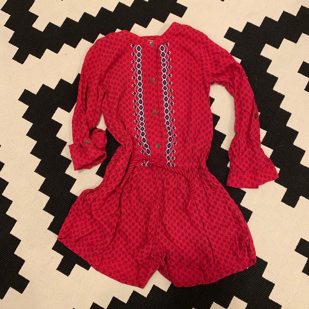 Carters Girls Sz 5 Embroidered Romper, EUC